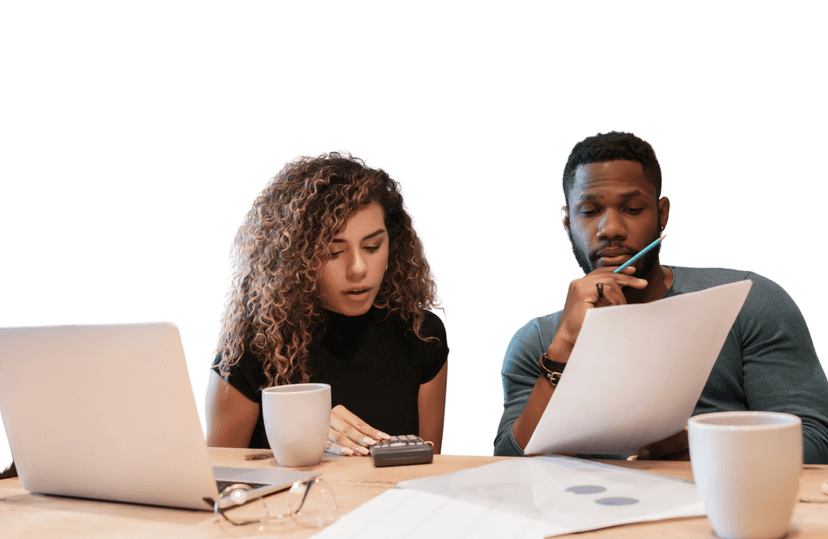 People looking at laptop
